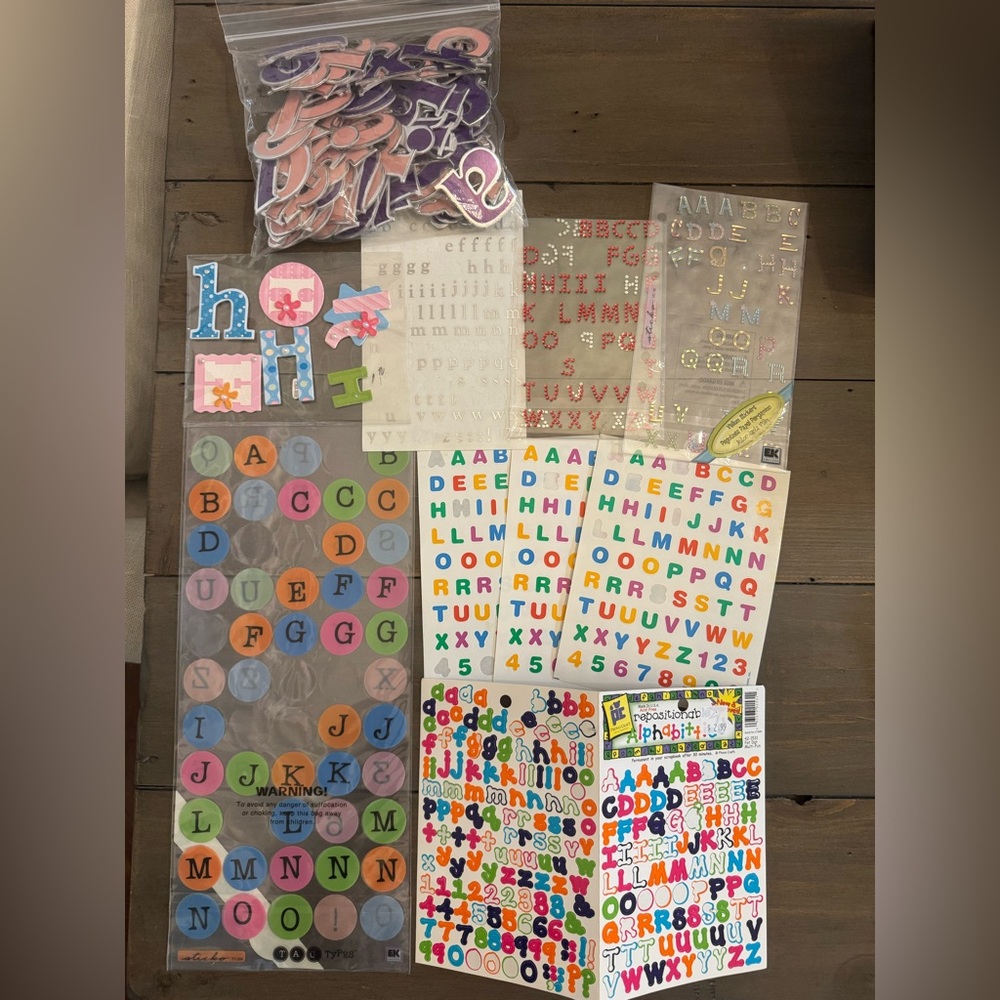Lot of Scrapbooking, Crafting, Journaling Supplies - Colorful Alphabet Sets